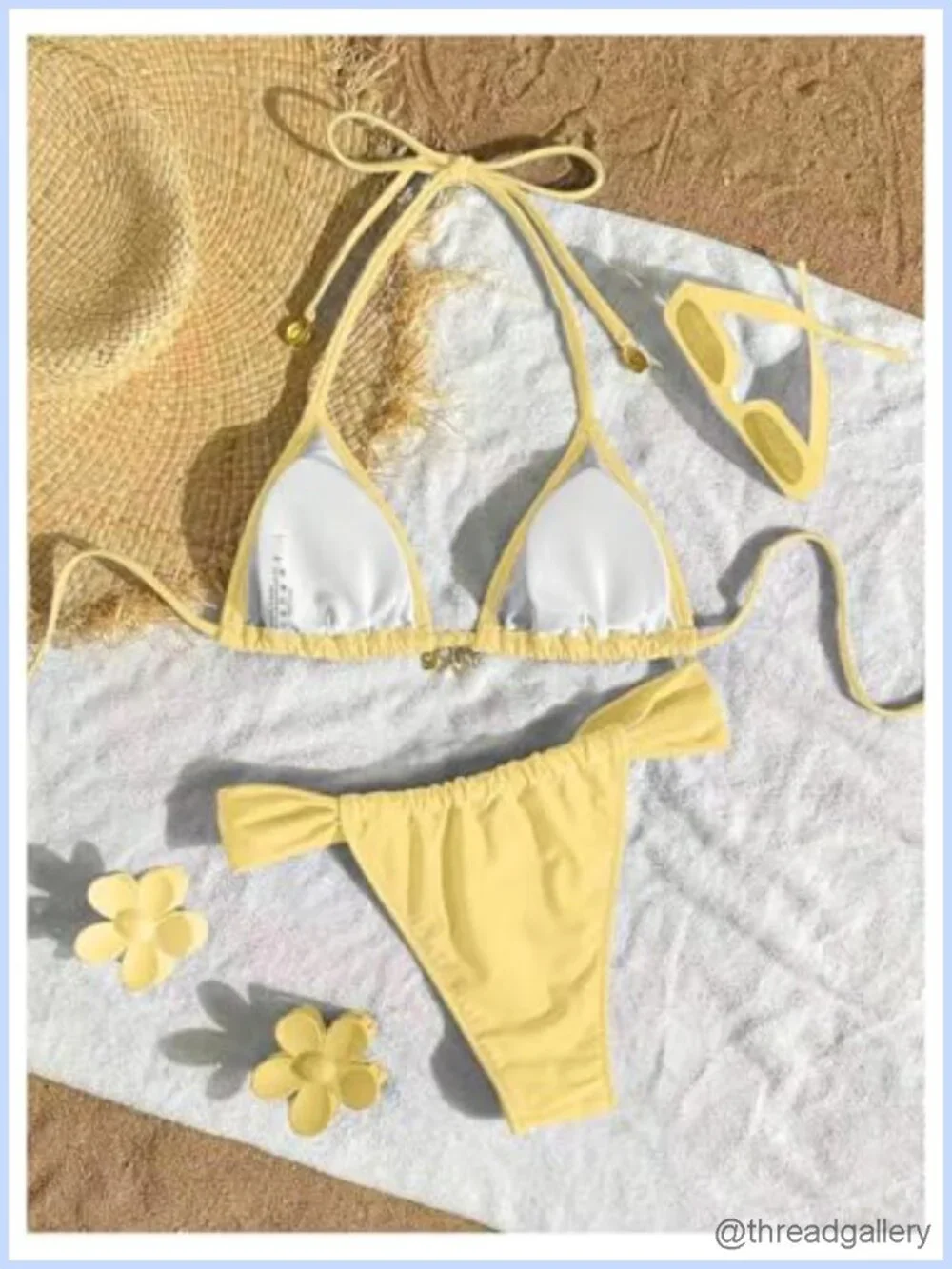 Women's Halter Neck Triangle Bikini Set, Cheeky High Cut Two Piece